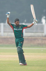 Nazmul Hossain celebrates his century