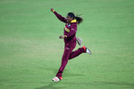 Anisa Mohammed of the West Indies celebrates the wicket of Bismah Maroof