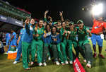 Pakistan celebrate after beating India