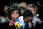 A young fan looks on during the Women's ICC World Twenty20