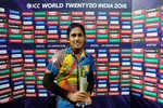 Chamari Atapattu of Sri Lanka poses with the player of the match trophy