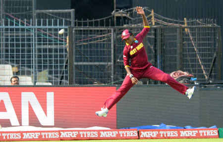 Stacy-Ann King of West Indies attempts a catch