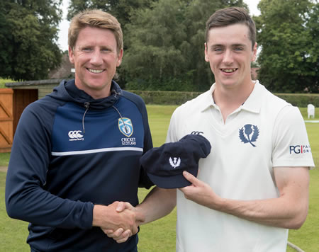 Chris Sole receiving his first International cap