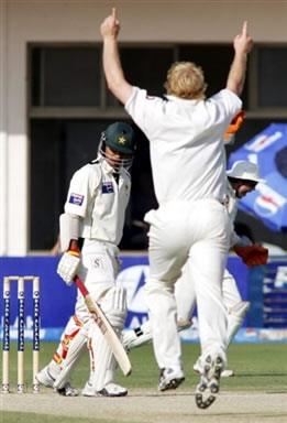 Matthew Hoggard celebrates after getting a wicket