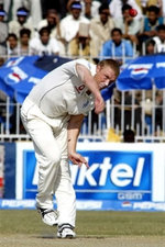 Andrew Flintoff delivers a ball