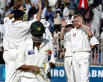 Matthew Hoggard celebrates after taking a wicket