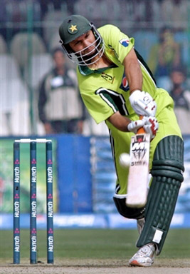 Shahid Afridi plays a shot