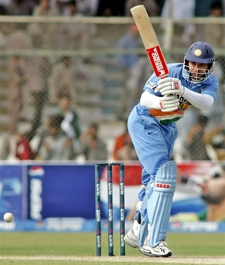 Yuvraj Singh plays a stroke