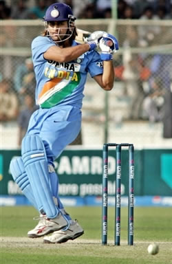 Dhoni hits a boundary