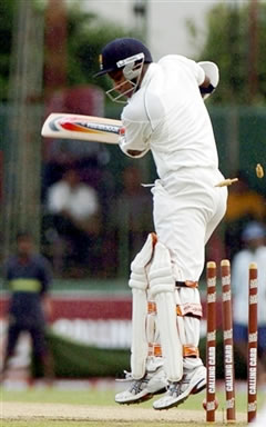 Jayasuriya is bowled out