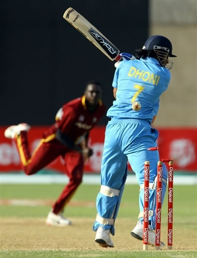 Dhoni is bowled out