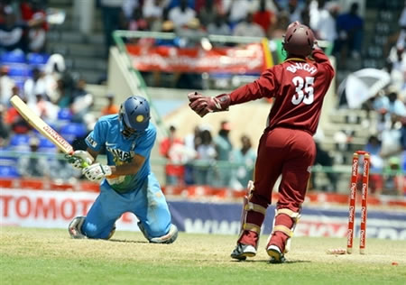 Baugh celebrates as Kaif is run out