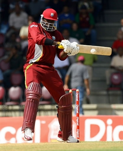 Gayle plays a cut shot