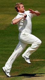 Matthew Hoggard runs up to bowl